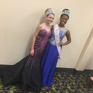 Rachel Allen black and pink prom pageant dress